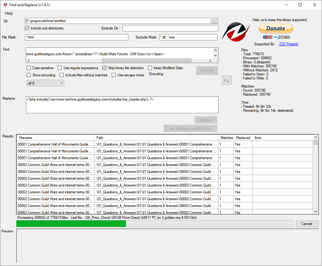 Find and Replace in full action