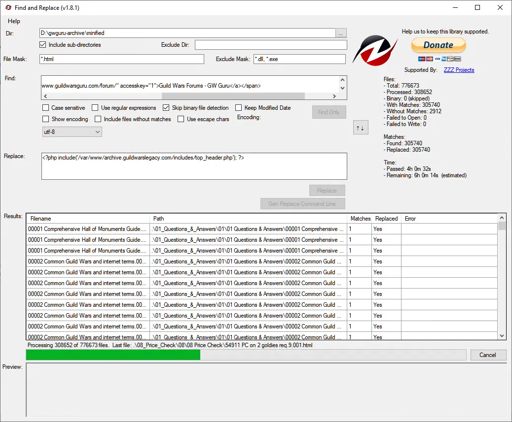 Find and Replace in full action